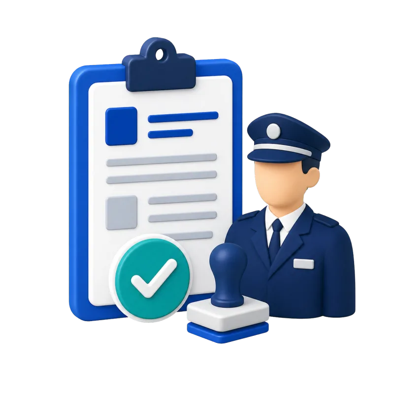 3D illustration of customs documentation and clearance