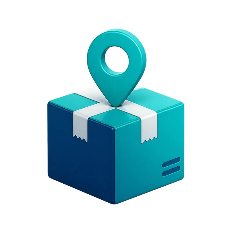 3D illustration of a delivered package at its destination