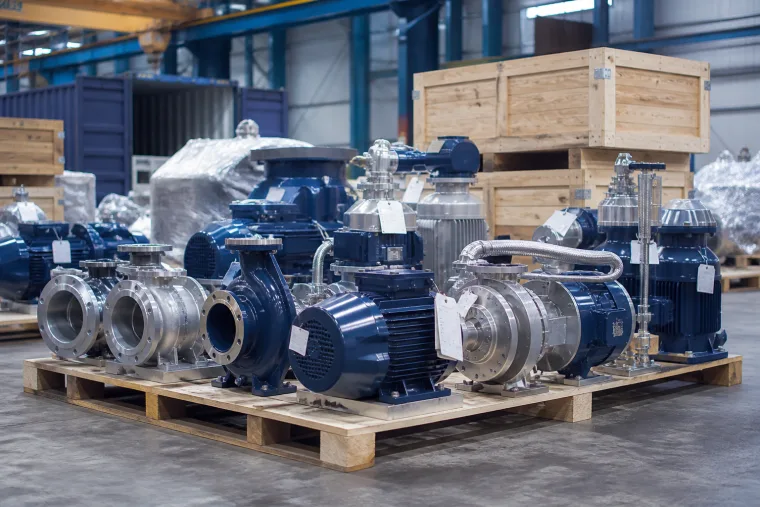 Industrial equipment prepared for shipping