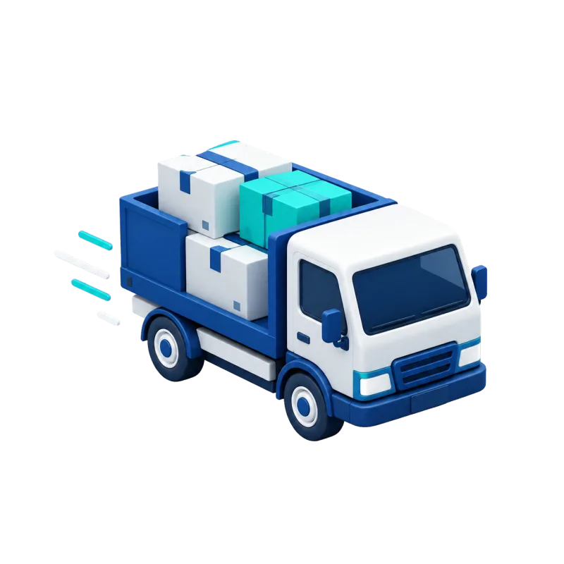 3D illustration of a cargo pickup truck